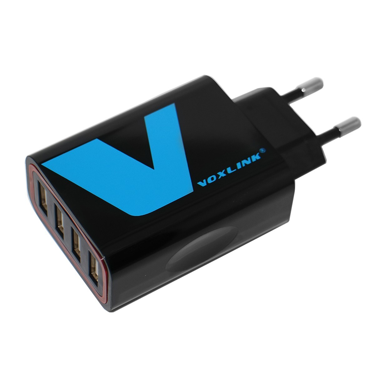 VOXLINK 28W 4-port USB Charger travel Adapter 5V/5.6A Intelligent Charging black 28W 4 Port EU
