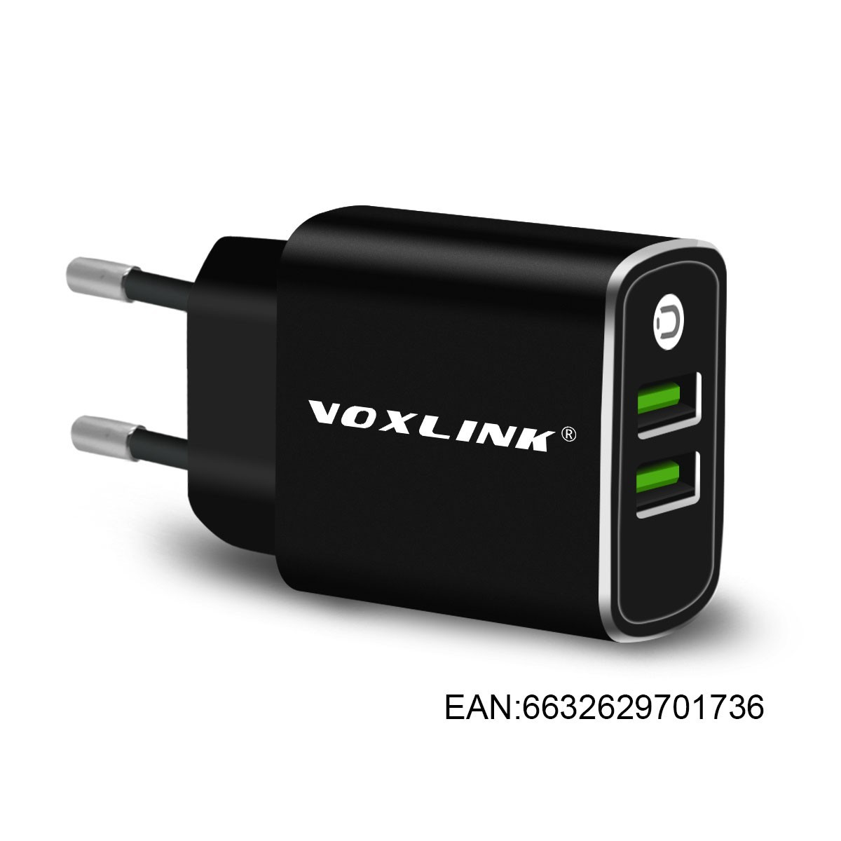 USB Wall Charger VOXLINK 15.5W 5V 3.1A Universal Portable Dual Ports USB Travel Wall Charger Adapter EU Plug black