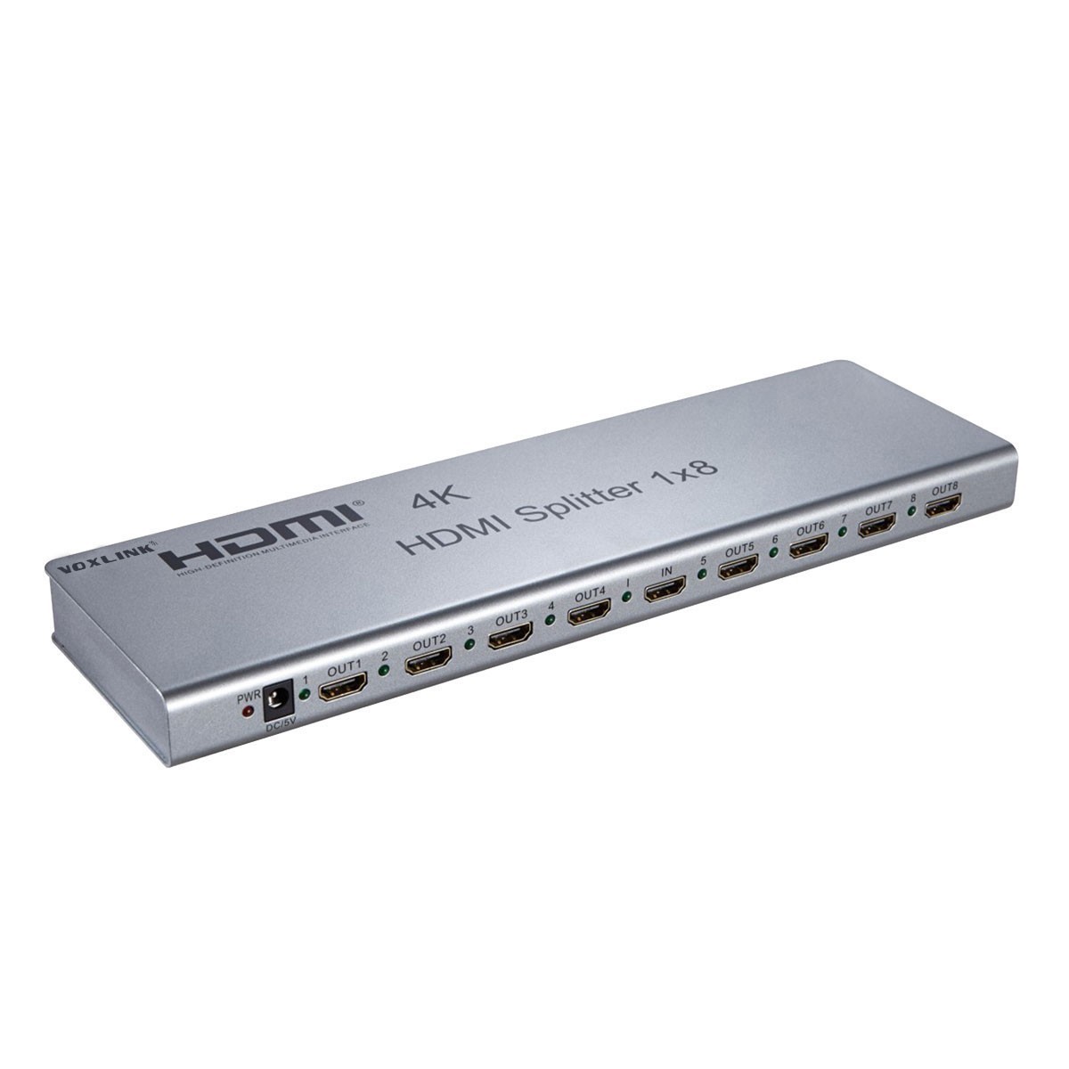 VOXLINK NEW 1X8 HDMI 2.0 Splitter 4K (HDMI 2.0,HDCP2.2 ,4K,IR Extension, EDID Mangement, RS232) EU