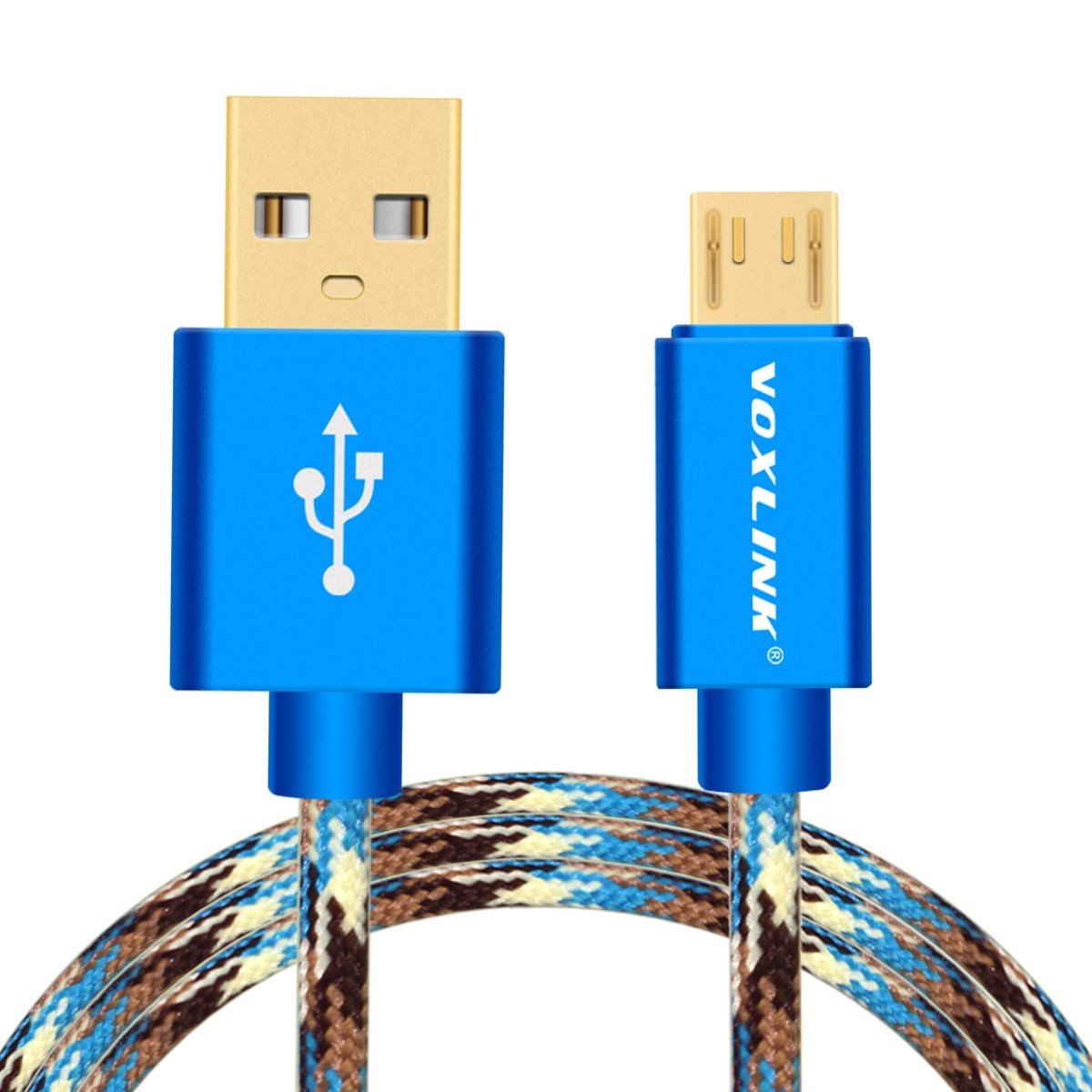 Original 5V 2A Micro USB Cable VOXLINK USB Charger Cable For Samsung/xiaomi/lenovo/huawei/HTC/Meizu Android Mobile Phone Cables blue micro 0.25m