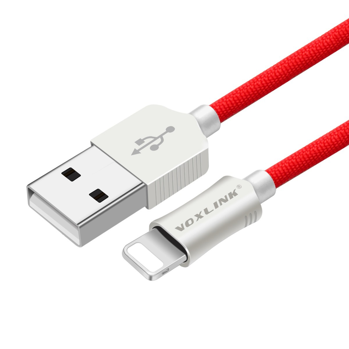 8 pin USB Cable for iPhone 7 Plus VOXLINK Cotton Braided Fast Charging USB Charger Data Cable for iPhone 8 6s Plus 5s iPad Pro red 1m