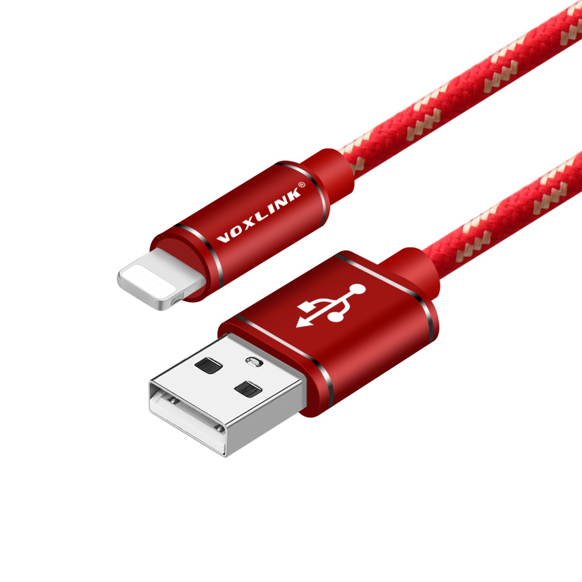 VOXLINK 8pin to USB Cable Fast Charger Adapter Original USB Cable For iphone 7 6 s plus 5 5s ipad mini Mobile Phone Cables red 1m
