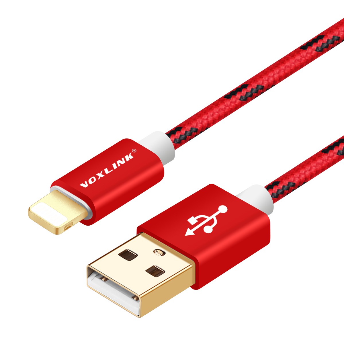 VOXLINK 8pin to USB Cable Fast Charger Adapter USB Cable For iphone 7 6 6s plus iphone 5s ipad mini Mobile Phone Cables red 0.5m