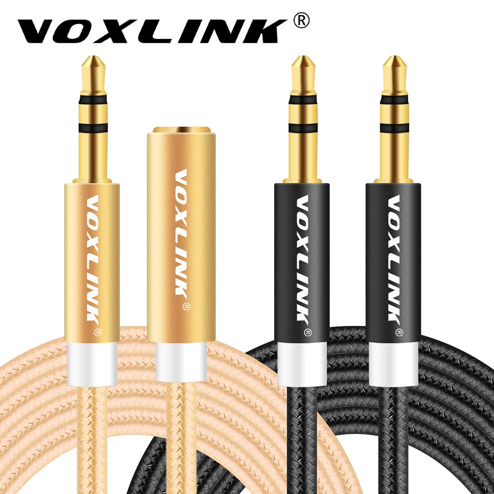 VOXLINK 2 Pack 3.5mm Jack Audio Cables 1m 2m 3m Male to Female /Male to Male Aux Car Audio Cables For iPhone Samsung Speaker black 1m