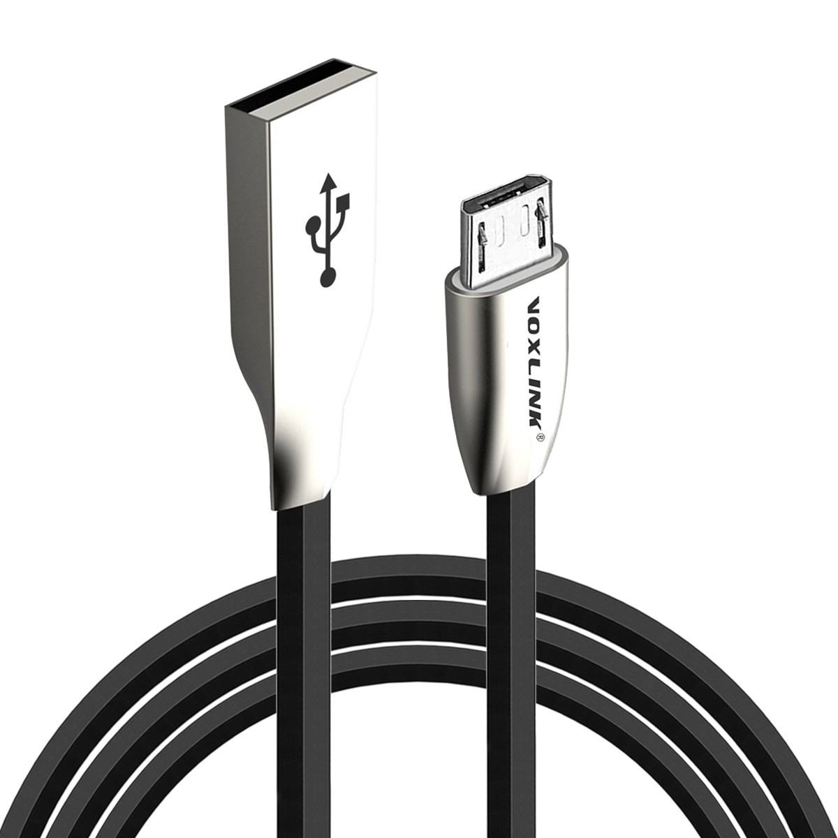 Original usb charger cable VOXLINK 3D Zinc Alloy Fast Charging Data Sync Micro USB Cable for Samsung Sony HTC LG Android phones black 0.5m
