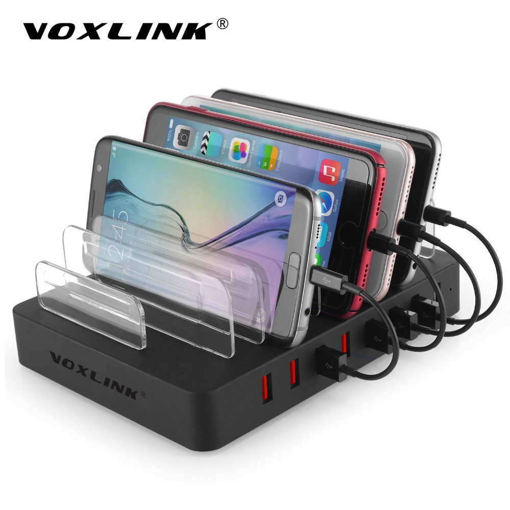 VOXLINK USB Charging Station Dock,Universal 8-Port Multi Desktop USB Charger with Stand for iPhone 7 Plus ipad Samsung S7 Edge black EU