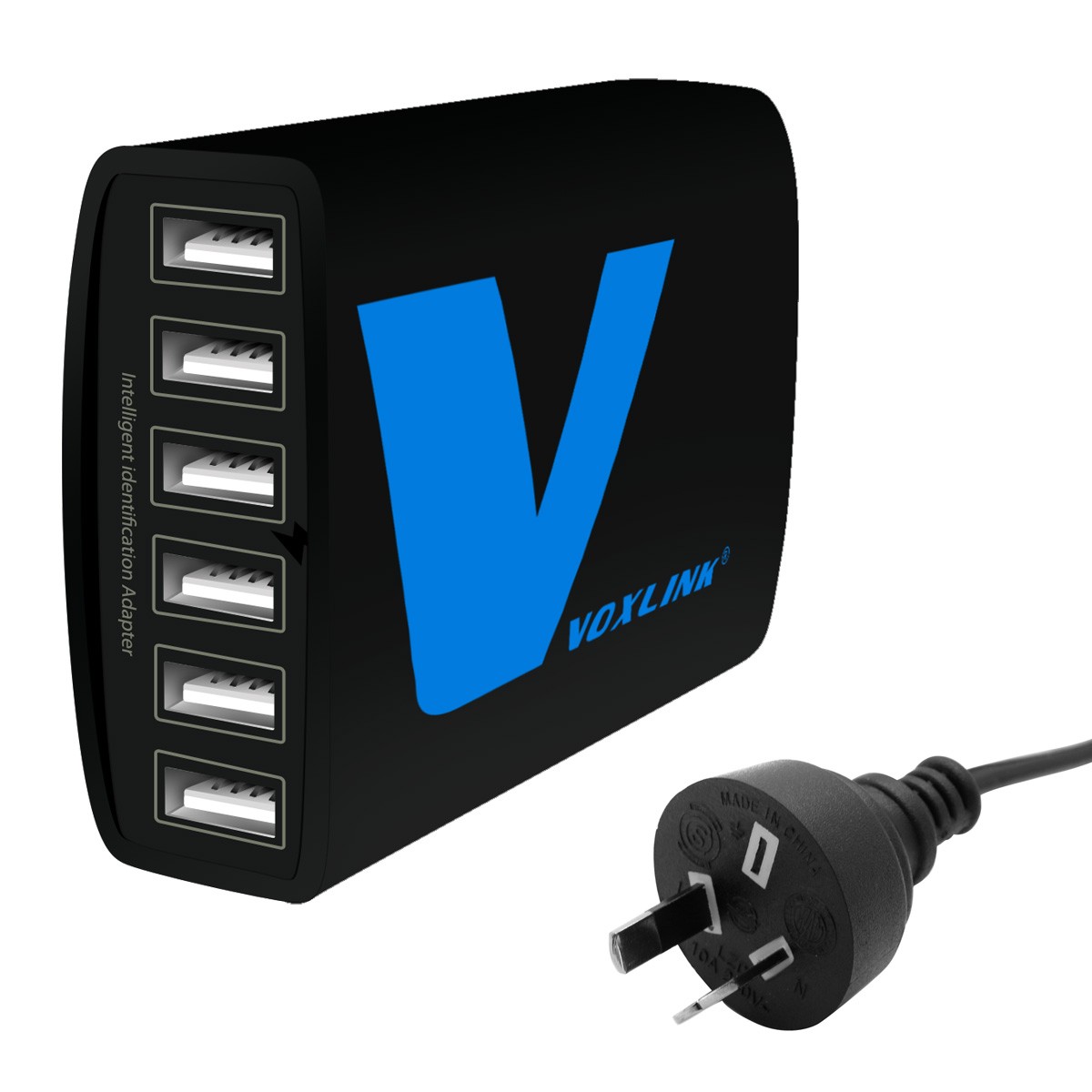 VOXLINK 50W 5 Port USB Charger Travel Adapter 5V/10A Intelligent Detec Charging white 50W 5 Port US