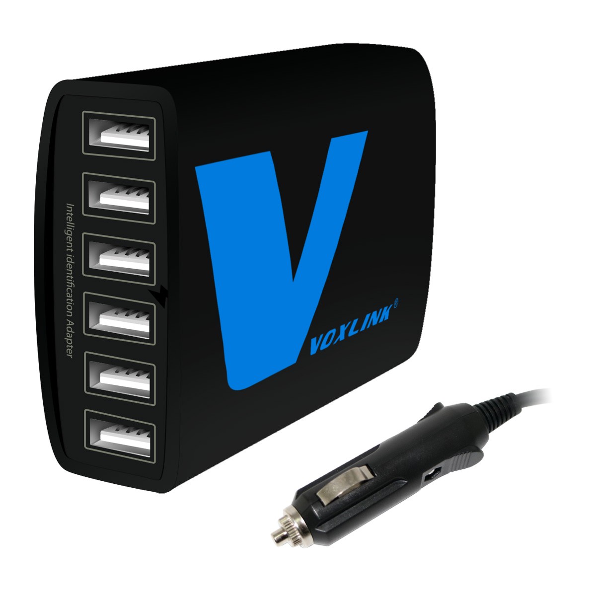 VOXLINK 5V 10A 50W 6-Port USB car Charger Travel Adapter Intelligent Detect Charging black 50W 6 Port