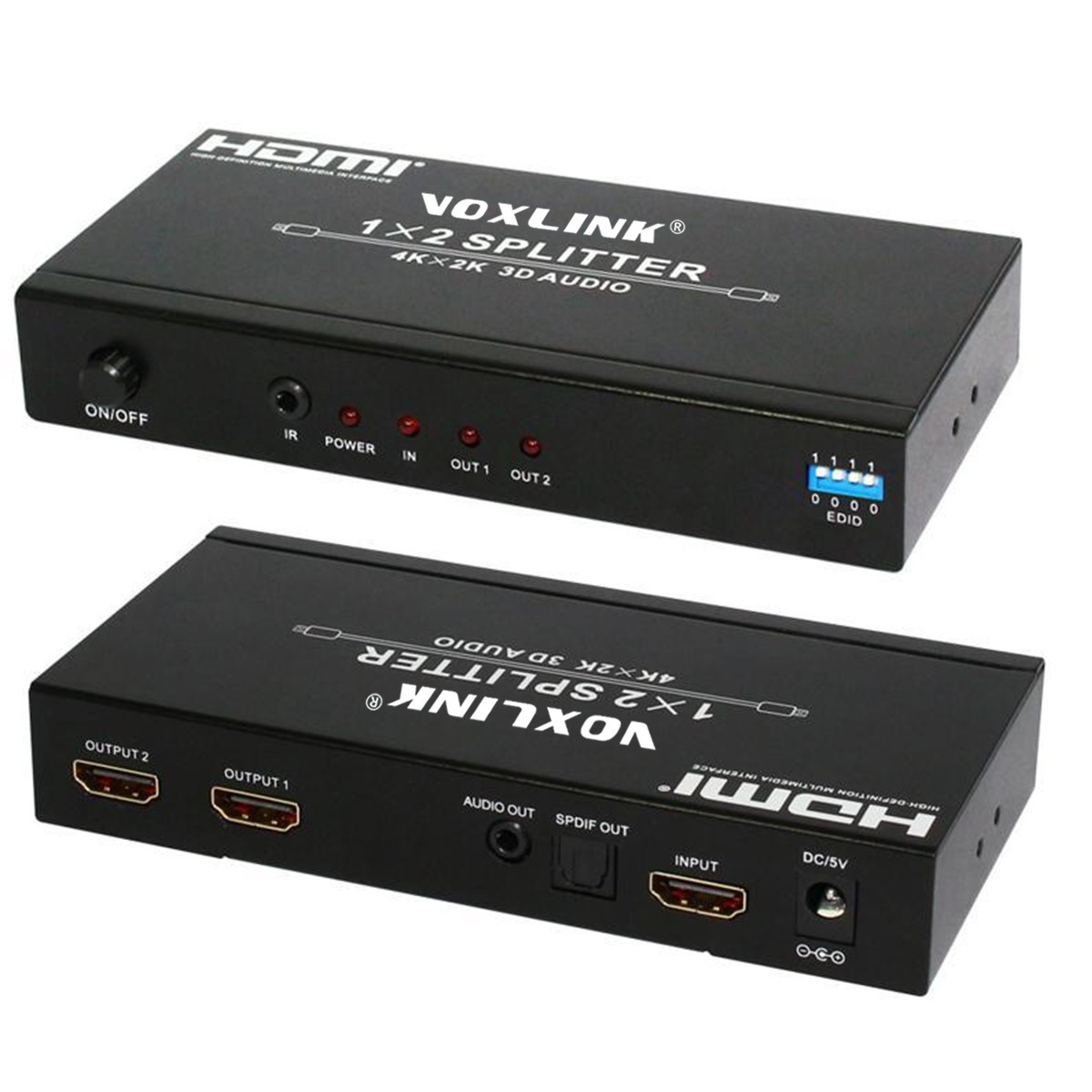 VOXLINK 4Kx2K HDMI Splitter with Audio Extractor1X2 EU