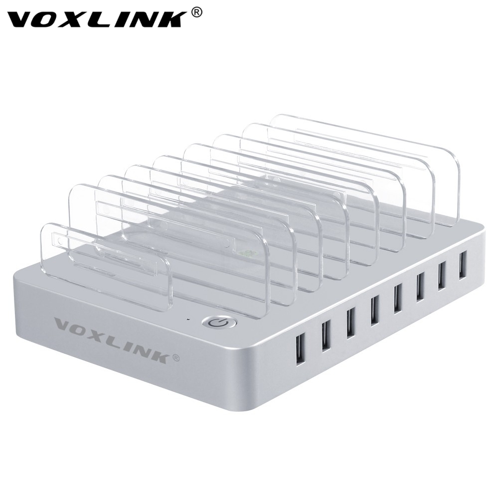 VOXLINK USB Charging Station Dock,Universal 8-Port Multi Desktop USB Charger with Stand for iPhone 7 Plus ipad Samsung S7 Edge white EU